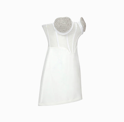 “HEARTS” MINI DRESS WHITE (pre-order)