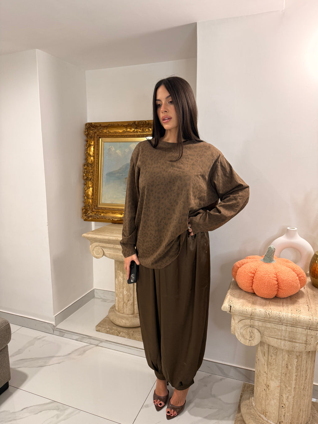 Pantalone satin choco