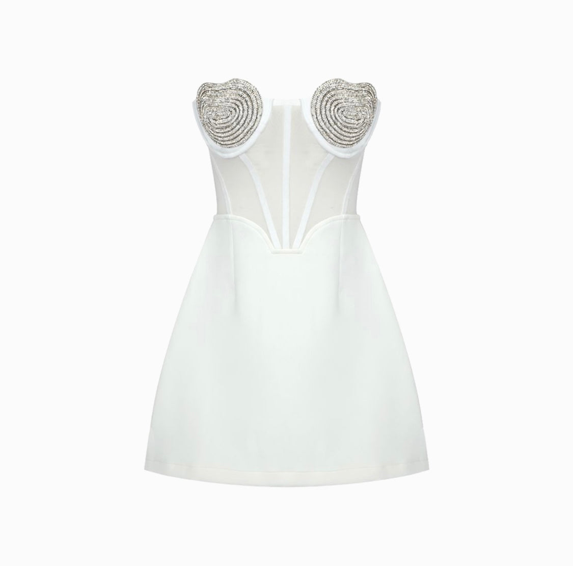 “HEARTS” MINI DRESS WHITE (pre-order)