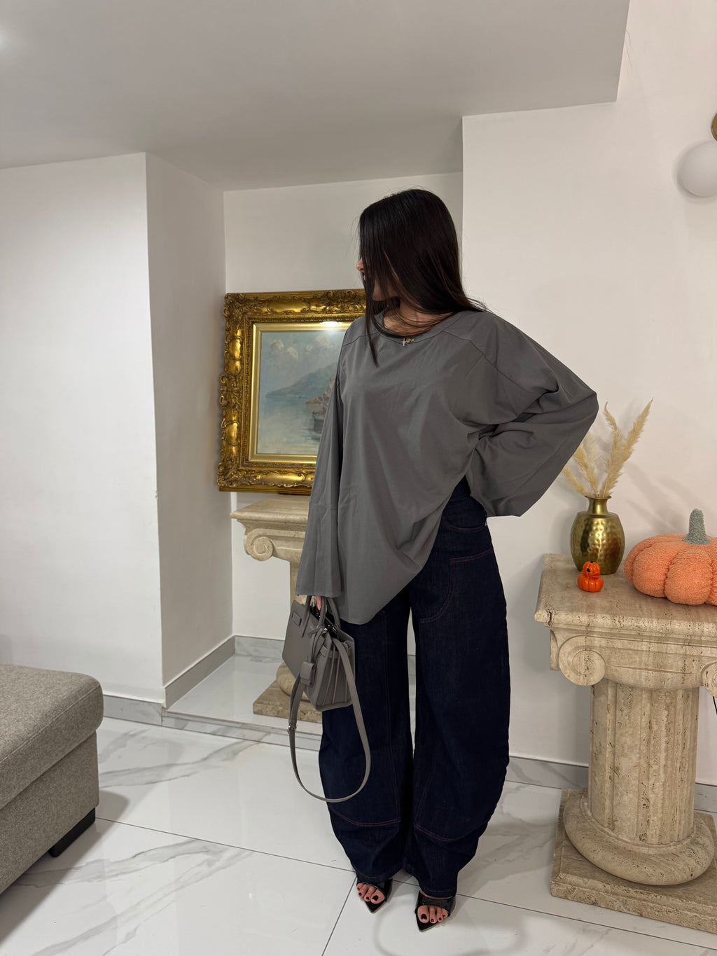 Jeans ballon cuciture rosse