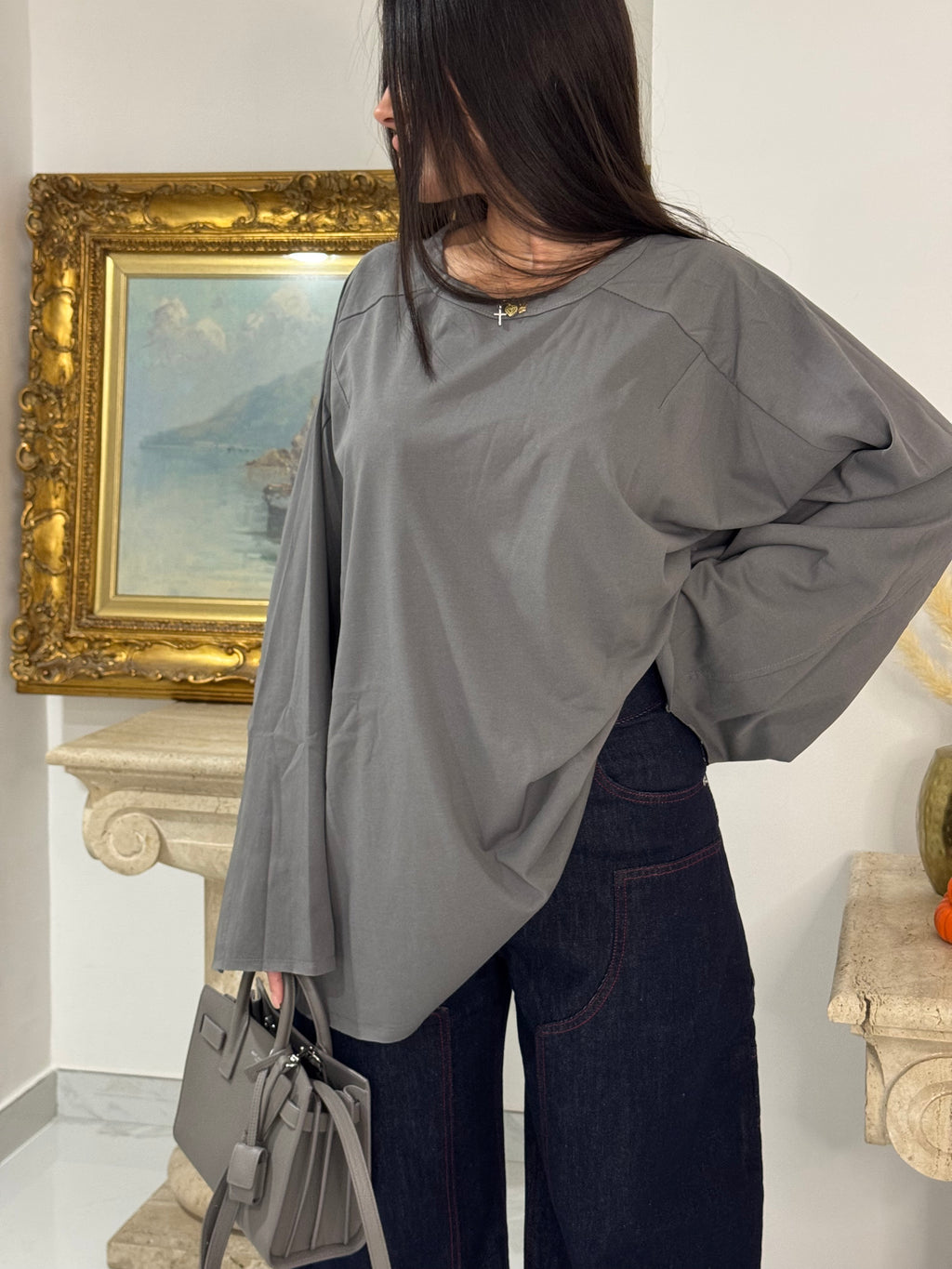 Jeans ballon cuciture rosse