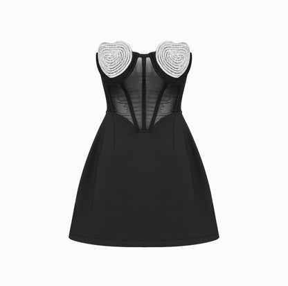 “HEARTS” MINI DRESS BLACK (pre-order)