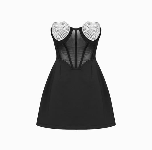 “HEARTS” MINI DRESS BLACK (pre-order)