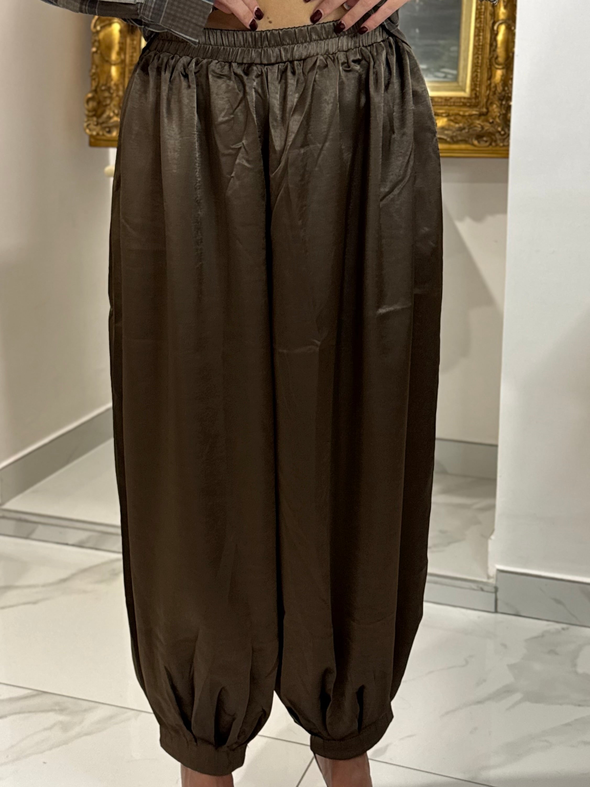 Pantalone ballon satin choco