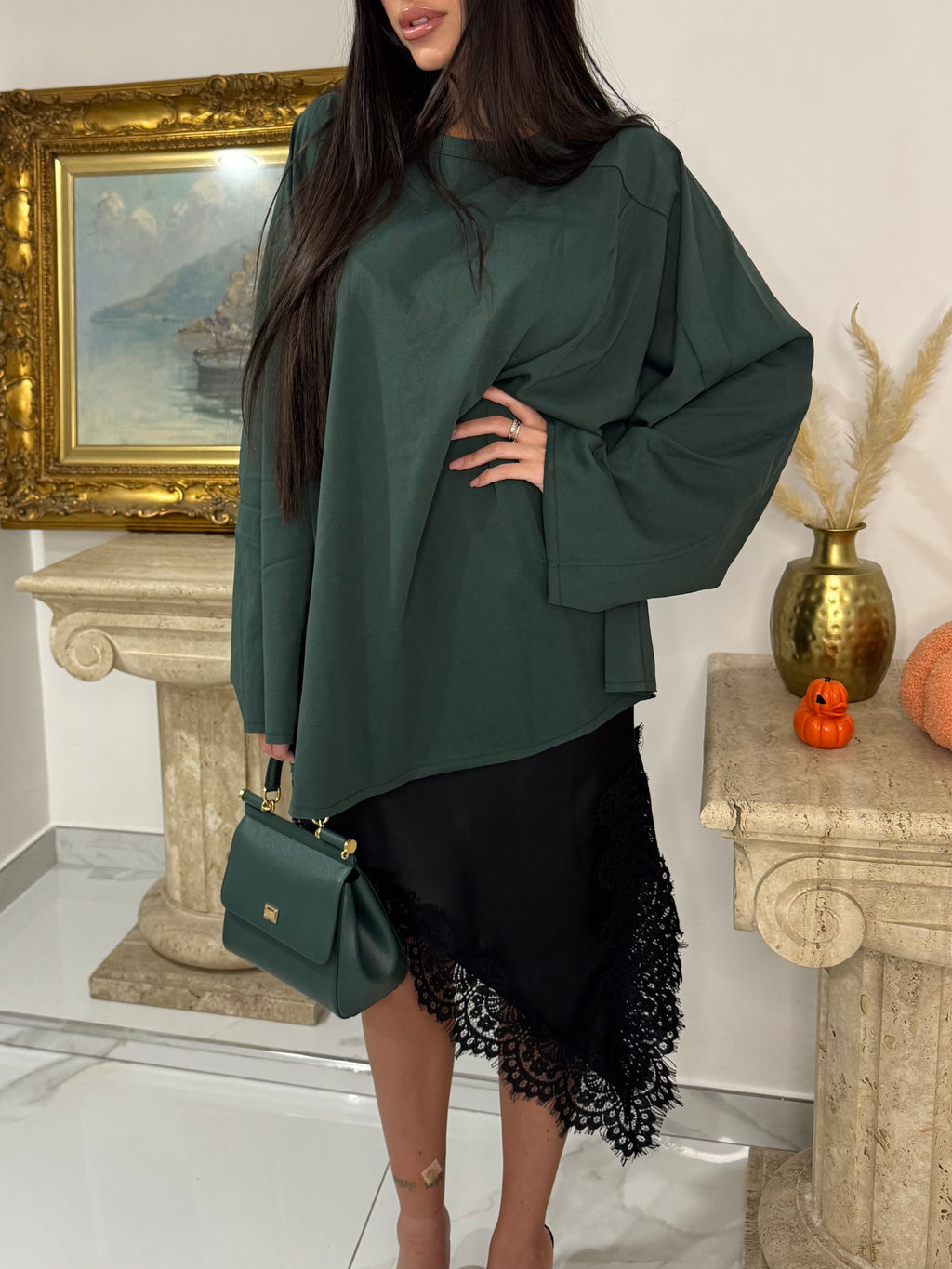 Gonna midi satin black