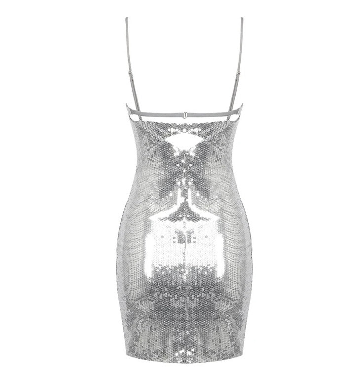 “Ambra” paillettes mini dress pre-order