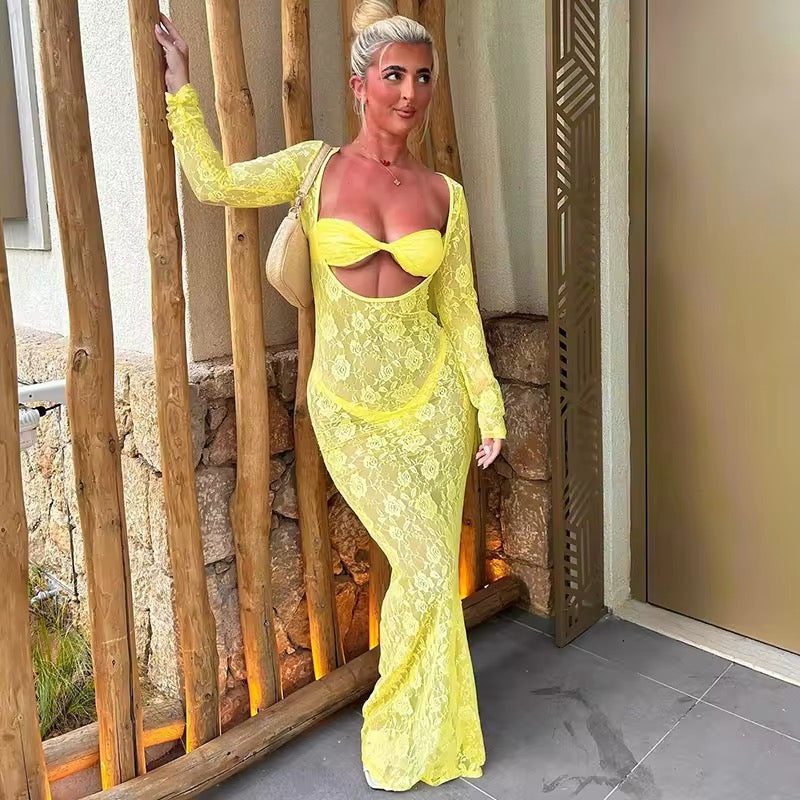 “Selena” dress in pizzo con fascia vari colori pre order